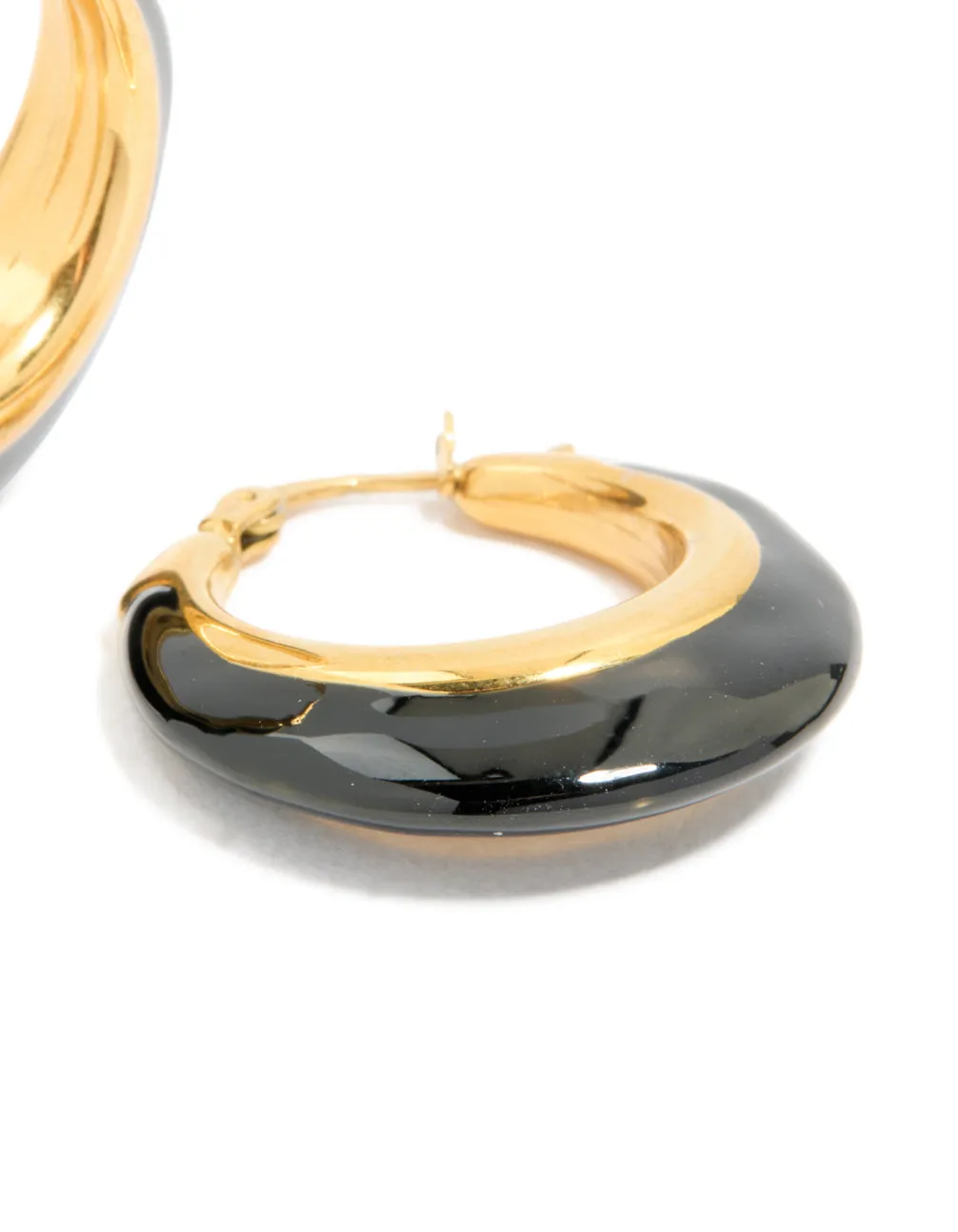 Waterproof Gold Plated Stainless Steel Black Enamel Short Hoop Earrings sold by lovisa product image thumbnail 3