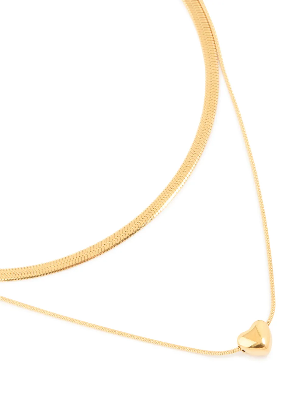 Waterproof Gold Plated Stainless Steel Snake Chain & Heart Pendant Layered Necklace sold by lovisa