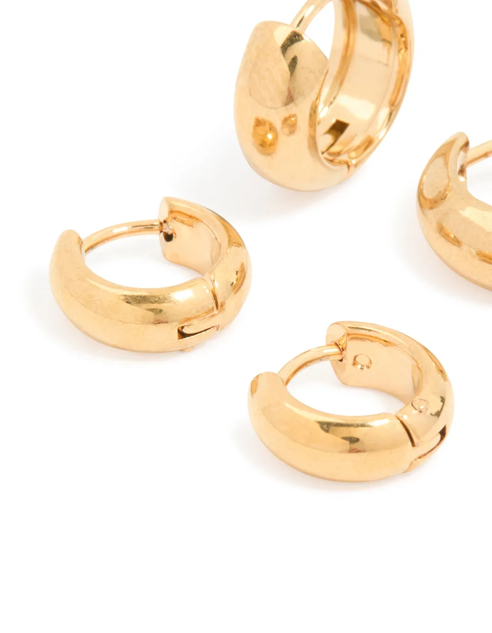 Waterproof Gold Plated Stainless Steel Small Chubby Huggie Earrings 2 Pack sold by lovisa product image thumbnail 2