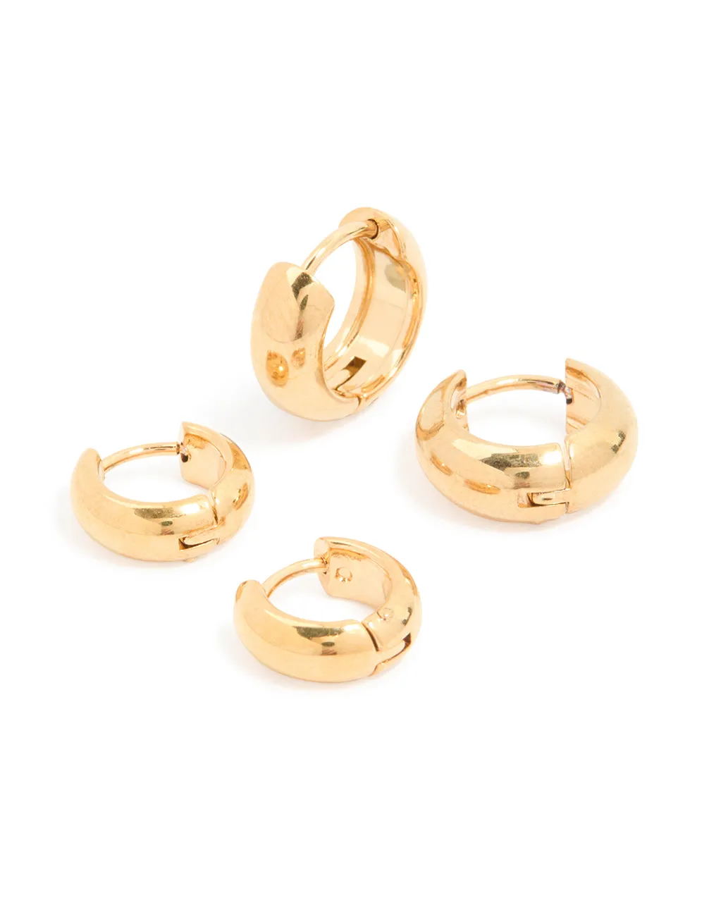 Waterproof Gold Plated Stainless Steel Small Chubby Huggie Earrings 2 Pack sold by lovisa