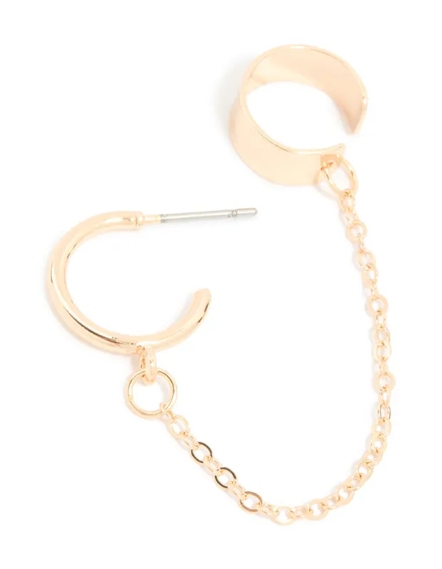 Gold Chain Link Hoop & Cuff Earring sold by lovisa