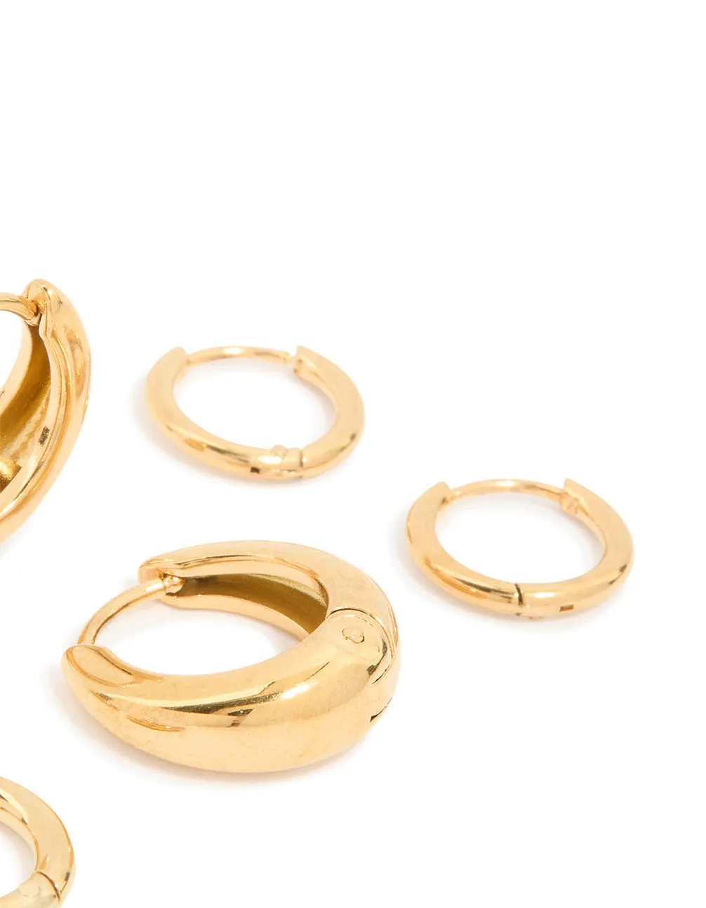 Waterproof Gold Plated Stainless Steel Cubic Zirconia Mix Huggie Earrings 3-Pack sold by lovisa product image thumbnail 3