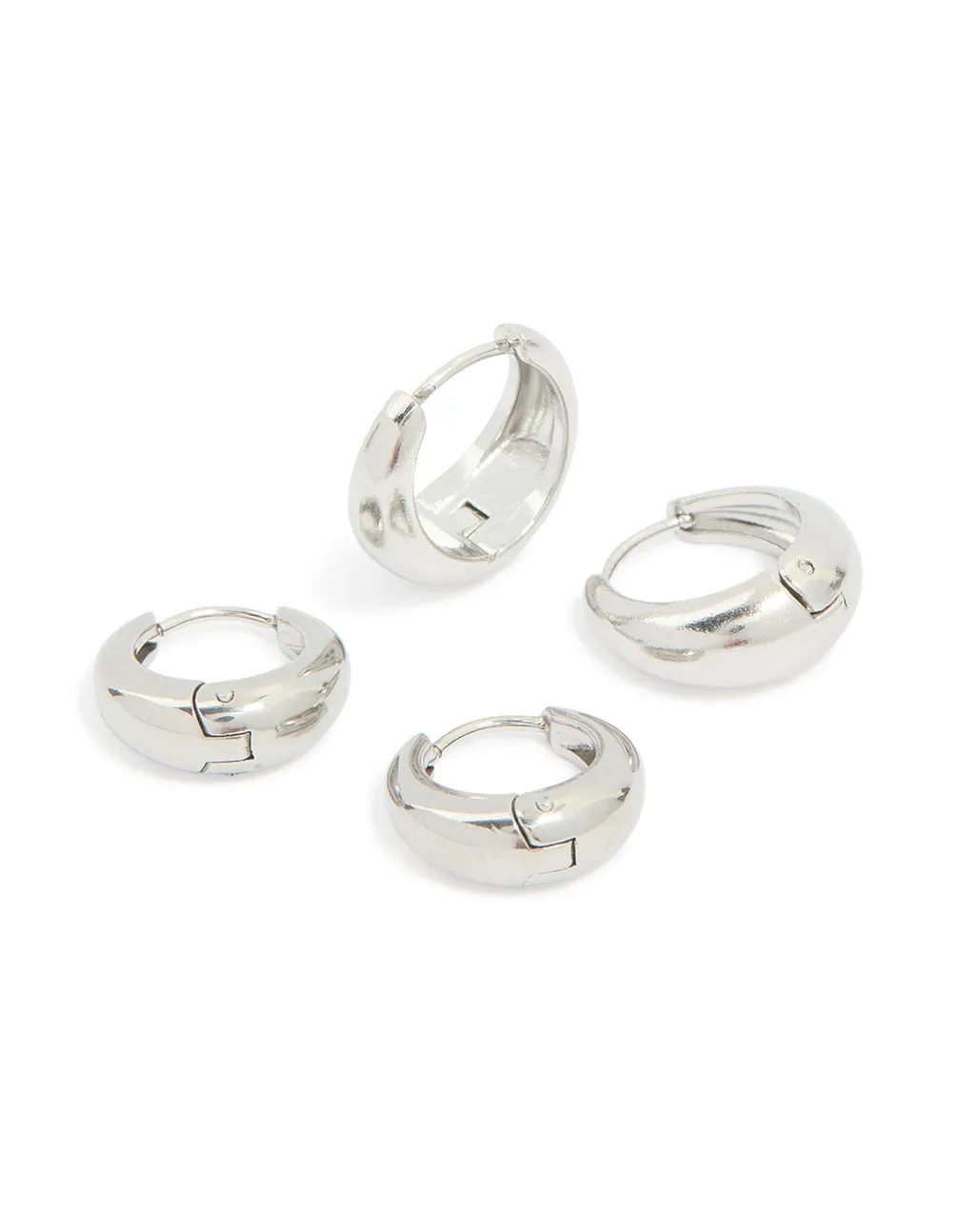 Waterproof Stainless Steel Thick Oval Huggie Earrings 2-Pack sold by lovisa