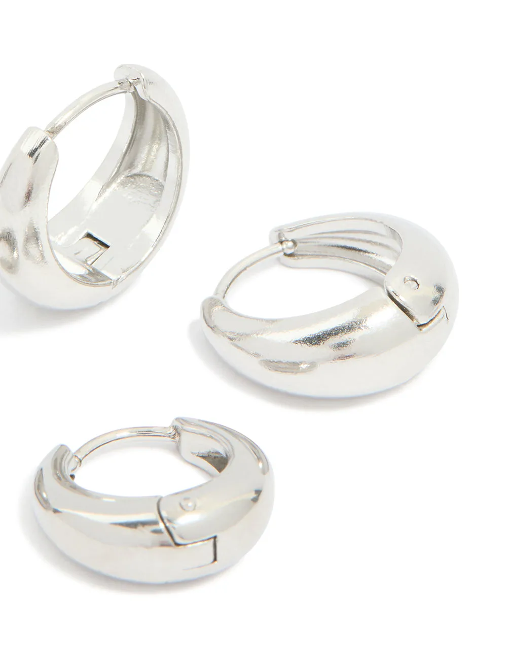 Waterproof Stainless Steel Thick Oval Huggie Earrings 2-Pack sold by lovisa product image thumbnail 3