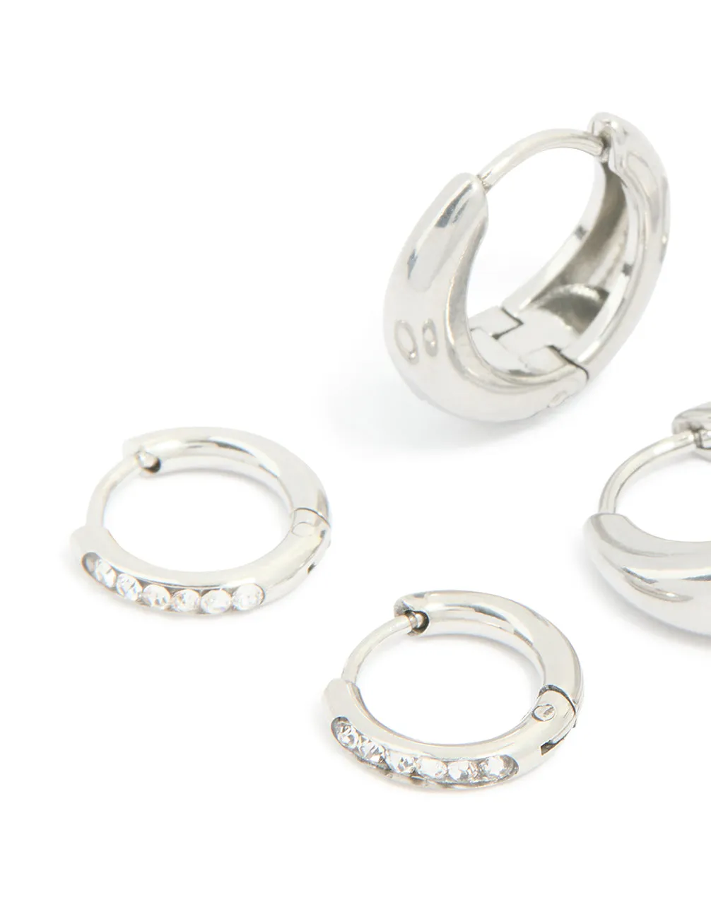 Waterproof Stainless Steel Cubic Zirconia Mix Huggie Earrings 3-Pack sold by lovisa product image thumbnail 2