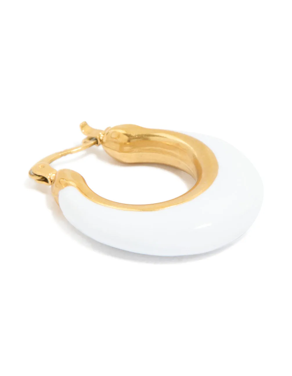 Waterproof Gold Plated Stainless Steel White Enamel Long Hoop Earrings sold by lovisa product image thumbnail 3