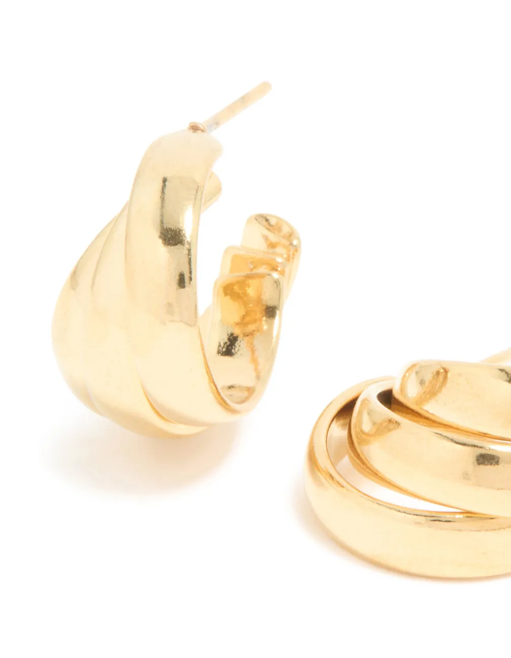 Waterproof Gold Plated Stainless Steel Triple Wrapped Illusion Hoop Earrings sold by lovisa product image thumbnail 2