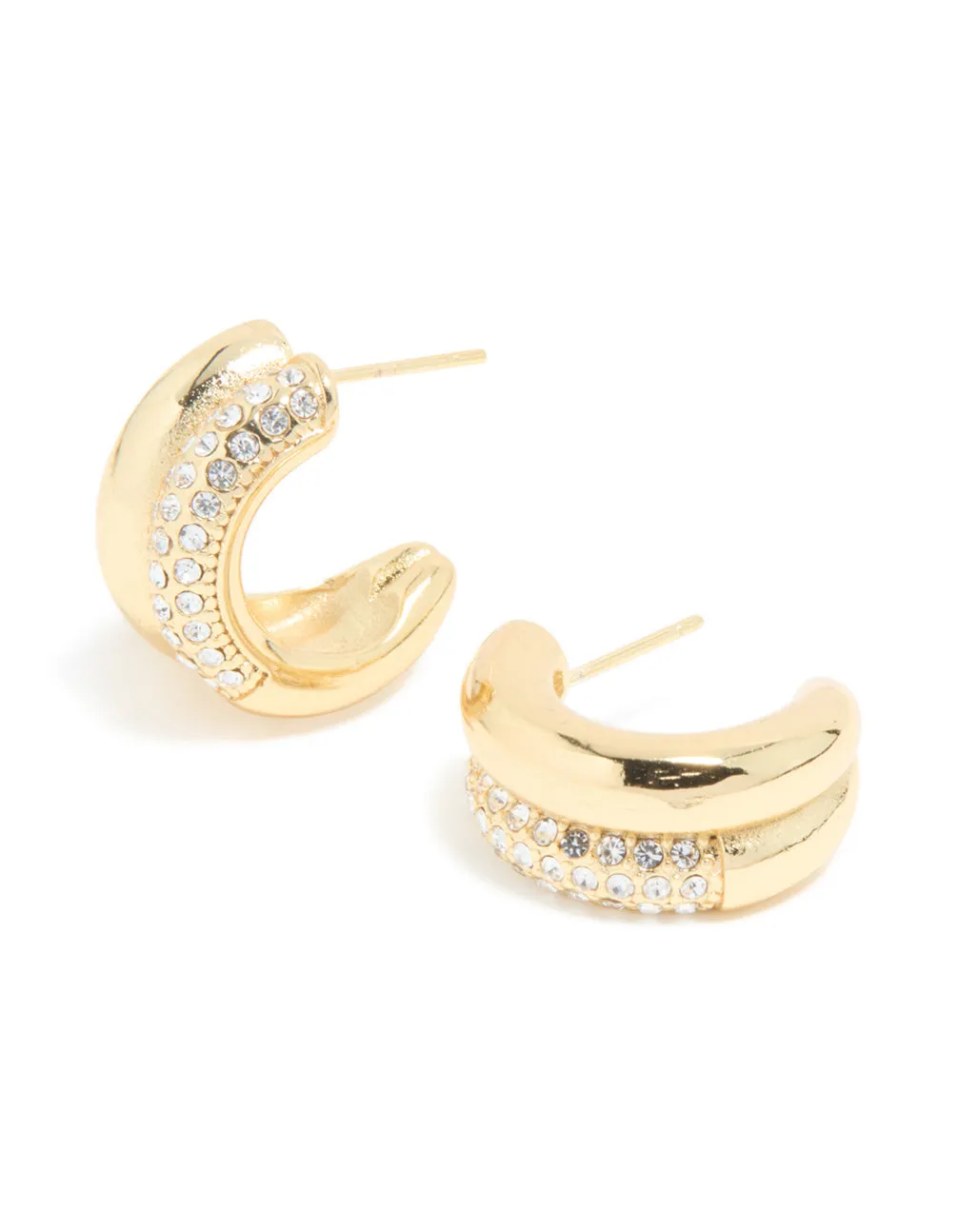 Waterproof Gold Plated Stainless Steel Cubic Zirconia Pave Illusion Hoop Earrings sold by lovisa