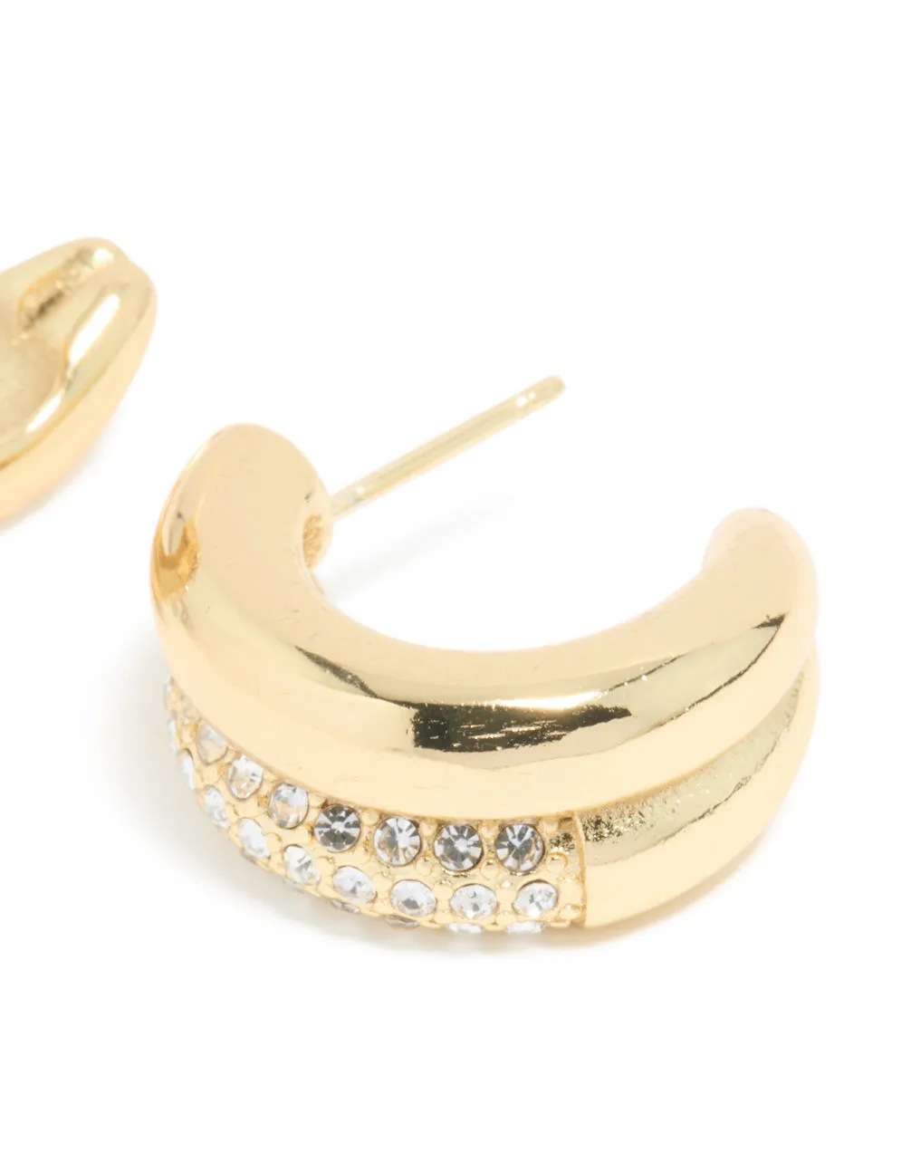 Waterproof Gold Plated Stainless Steel Cubic Zirconia Pave Illusion Hoop Earrings sold by lovisa product image thumbnail 3