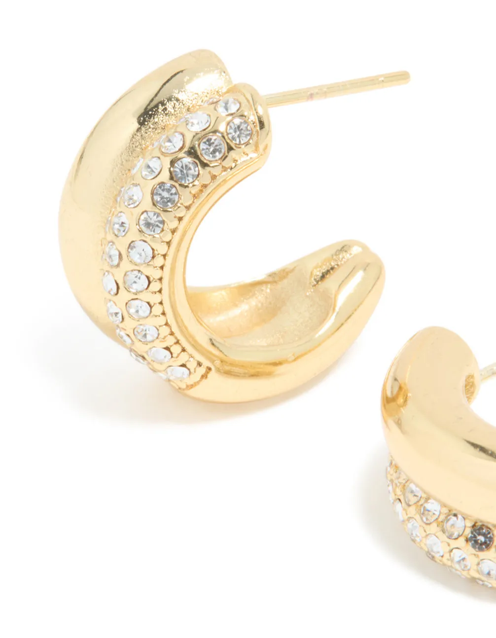 Waterproof Gold Plated Stainless Steel Cubic Zirconia Pave Illusion Hoop Earrings sold by lovisa product image thumbnail 2