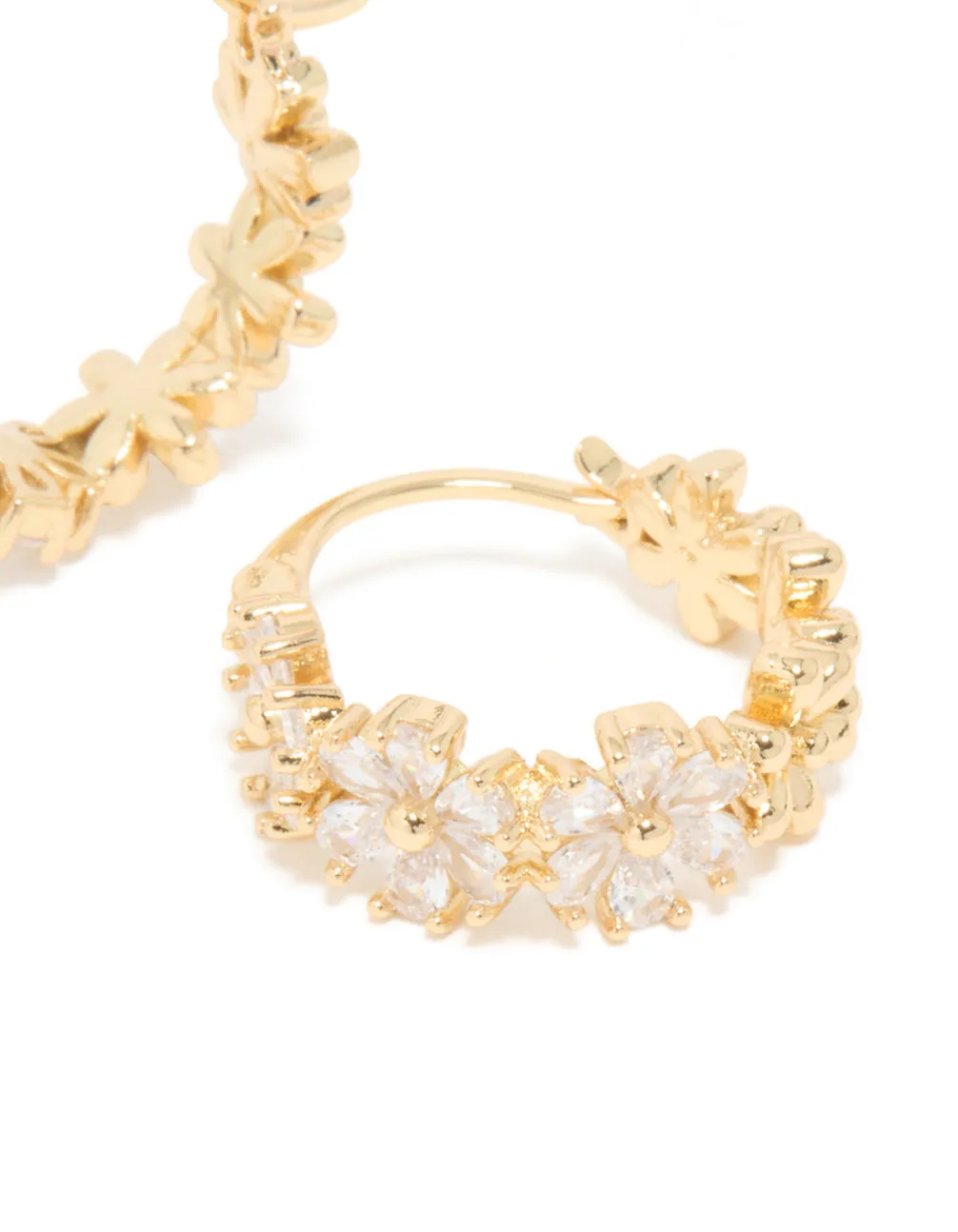 Gold Plated Cubic Zirconia Flower Hoop Earrings sold by lovisa product image thumbnail 3
