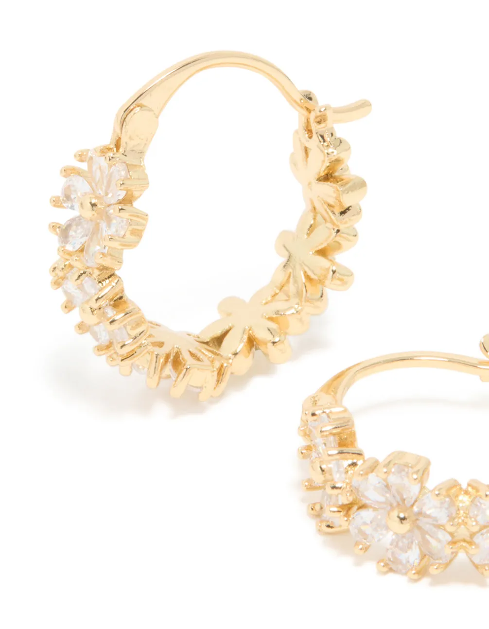Gold Plated Cubic Zirconia Flower Hoop Earrings sold by lovisa product image thumbnail 2