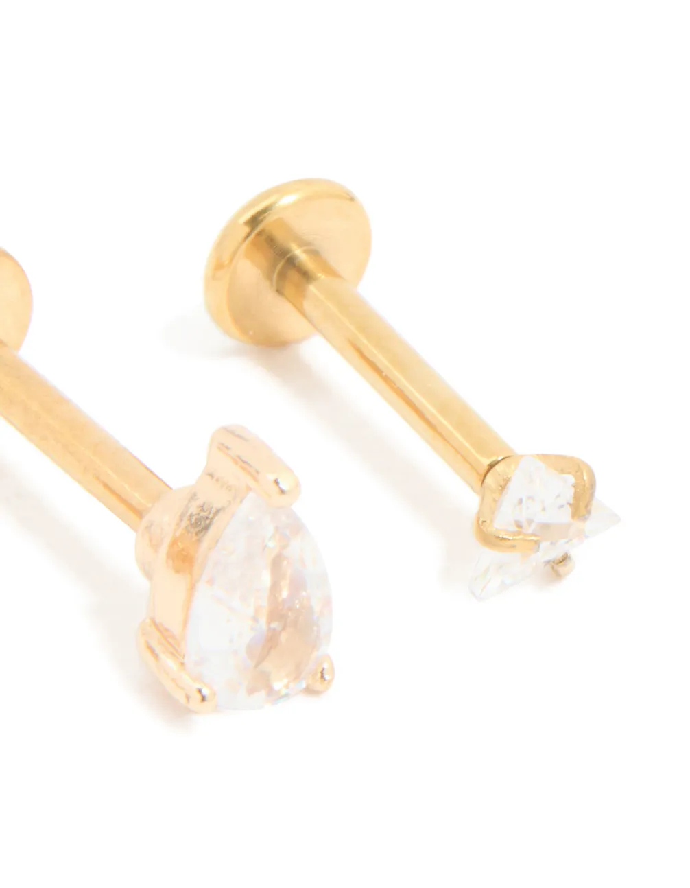 Gold Plated Surgical Steel Cubic Zirconia Leaf Flat Back Earrings 3-Pack sold by lovisa product image thumbnail 3