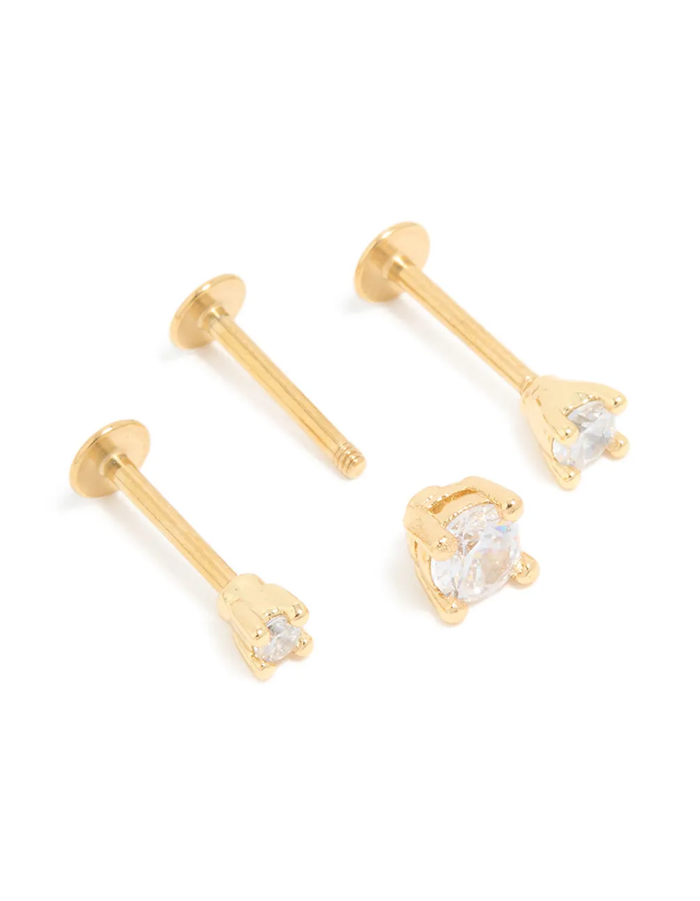 Gold Plated Surgical Steel Cubic Zirconia Flat Back Studs 3-Pack sold by lovisa product image thumbnail 3