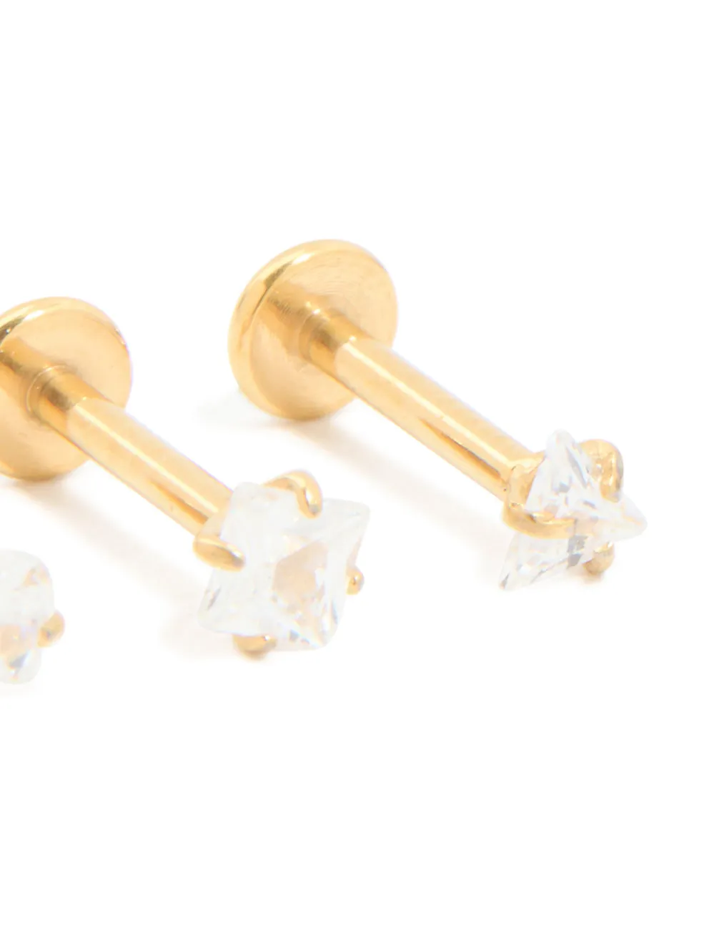 Gold Plated Surgical Steel Cubic Zirconia Flat Back Earrings 3-Pack sold by lovisa product image thumbnail 3