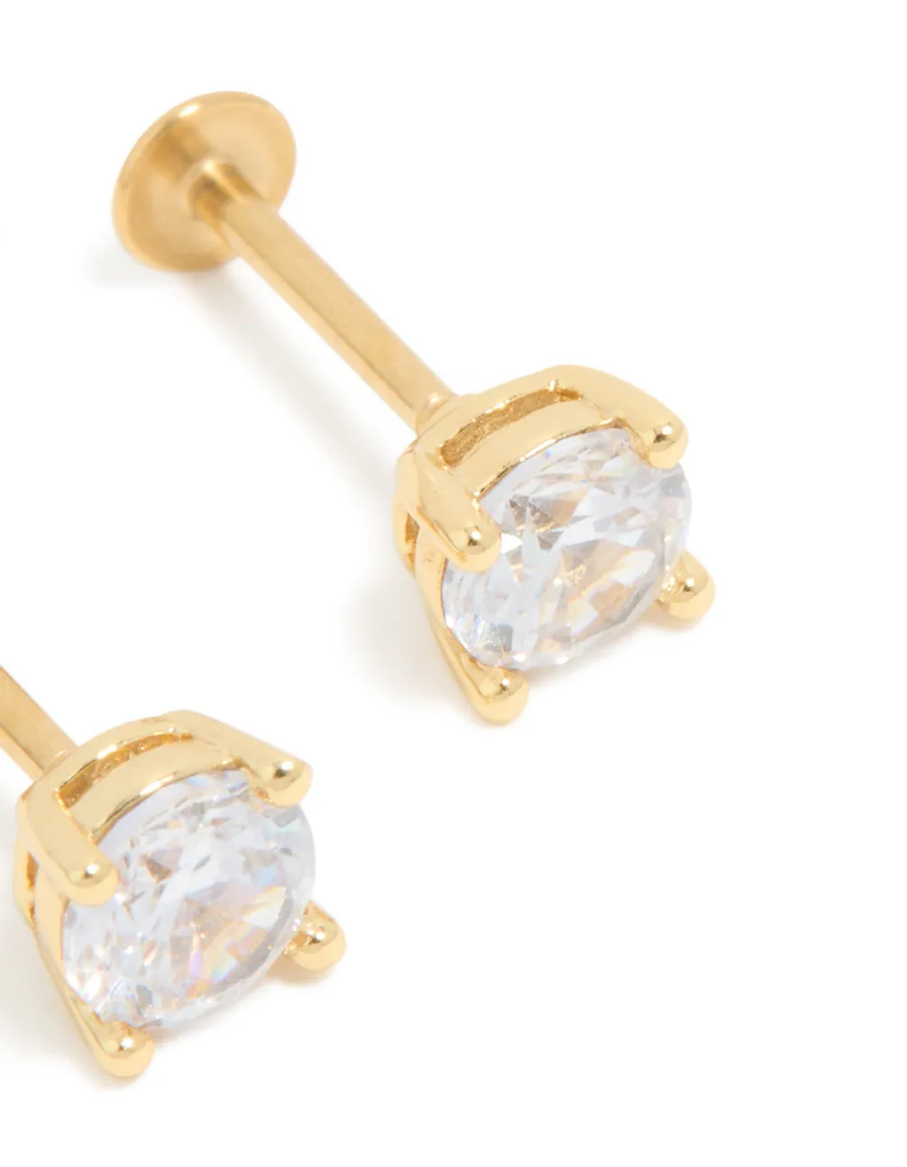 Gold Plated Surgical Steel 5mm Cubic Zirconia Flat Back Studs sold by lovisa product image thumbnail 3