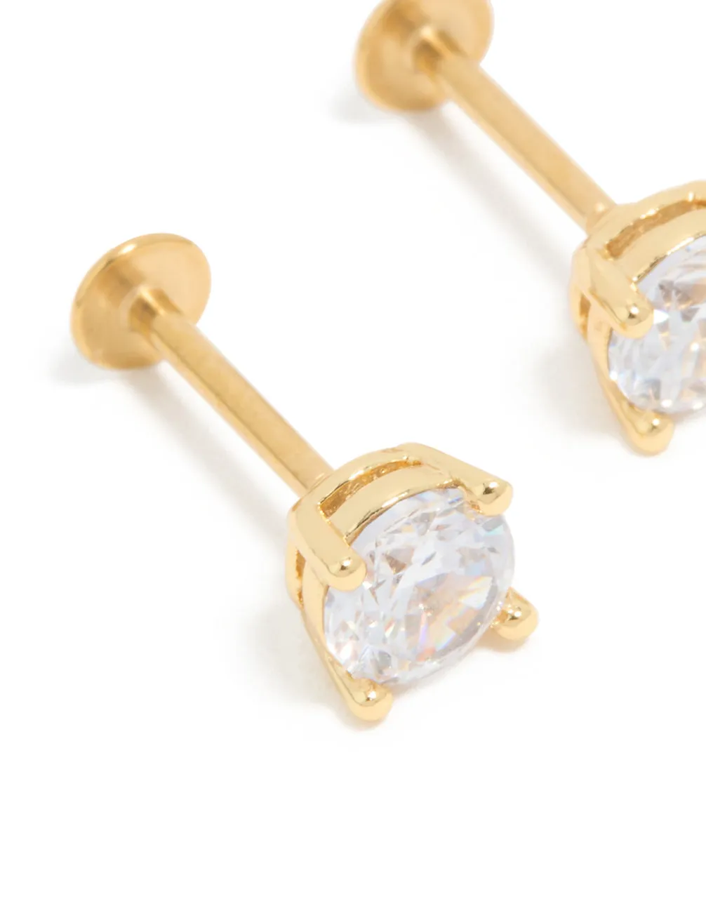 Gold Plated Surgical Steel 5mm Cubic Zirconia Flat Back Studs sold by lovisa product image thumbnail 2