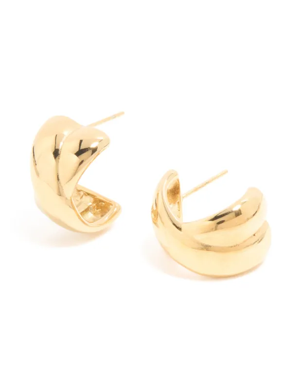 Waterproof Gold Plated Stainless Steel Double Cross Over Illusion Hoop Earrings made by lovisa