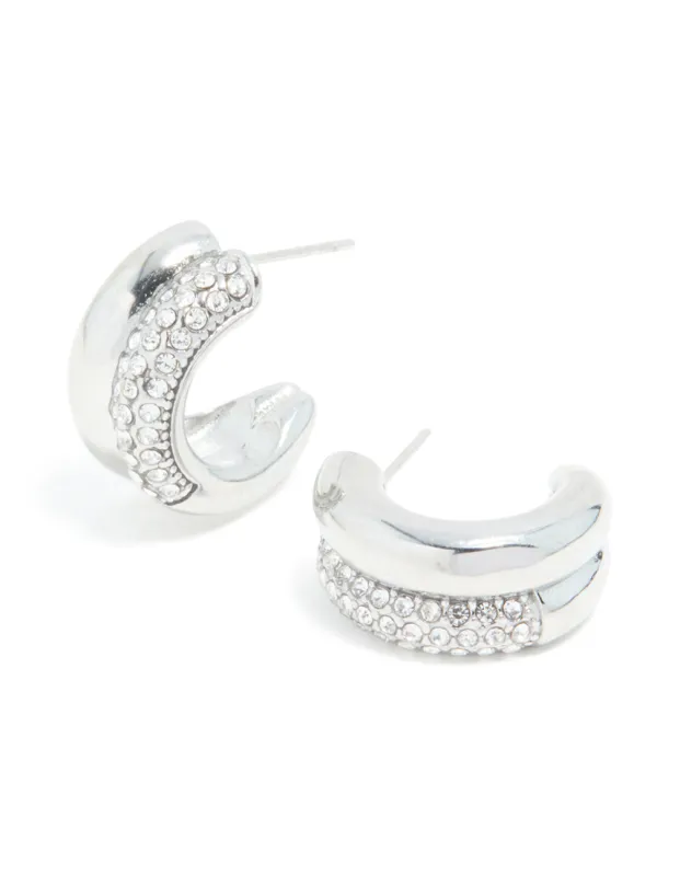 Waterproof Stainless Steel Cubic Zirconia Pave Illusion Hoop Earrings made by lovisa