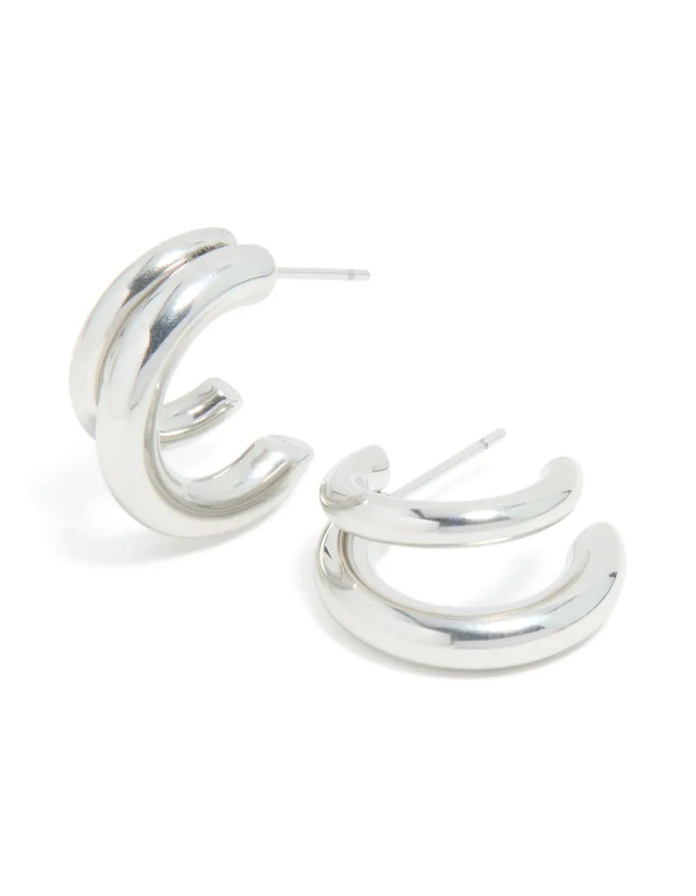 Waterproof Stainless Steel Double Illusion Open Hoop Earrings sold by lovisa