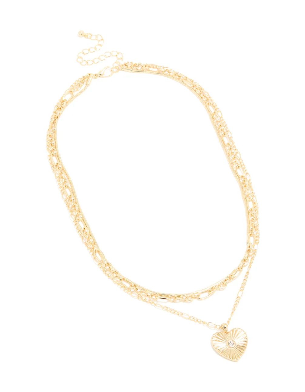 Gold Plated Diamante Heart & Chain Layered Necklace sold by lovisa product image thumbnail 2