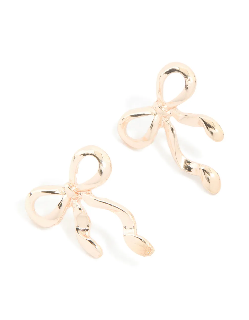 Rose Gold Long Ribbon Bow Stud Earrings sold by lovisa