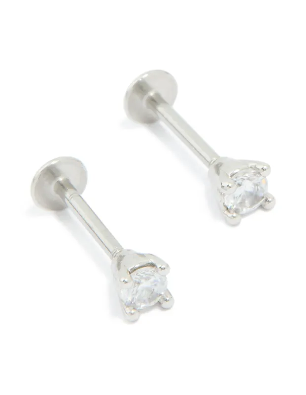 Surgical Steel Cubic Zirconia Flat Back Studs sold by lovisa