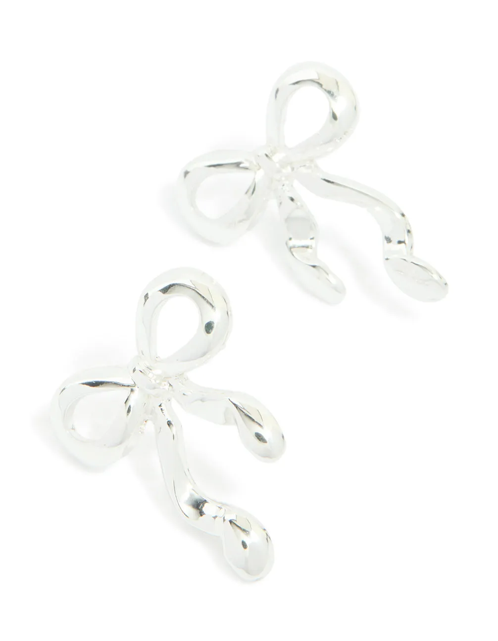 Silver Long Ribbon Bow Stud Earrings sold by lovisa