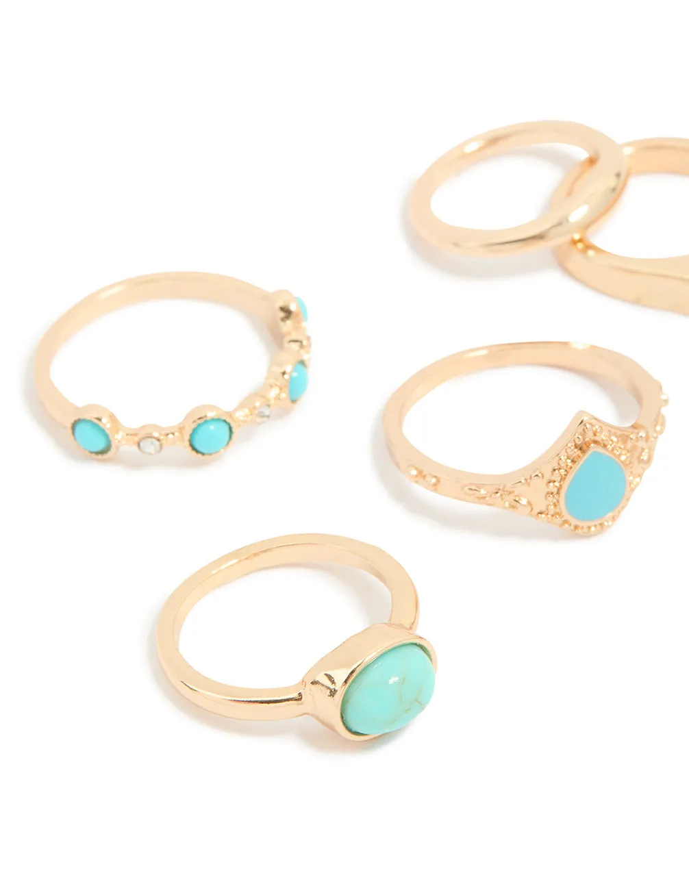 Gold Blue Stone & Band Rings 6-Pack sold by lovisa product image thumbnail 2