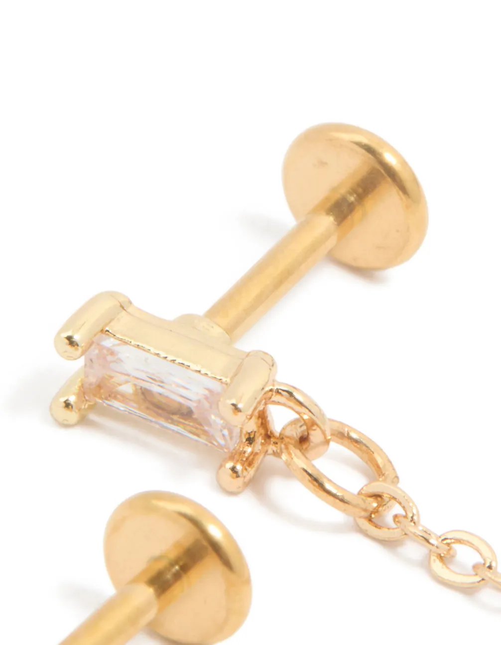Gold Plated Surgical Steel Chain Cubic Zirconia Stacking Flat Back Stud sold by lovisa product image thumbnail 3