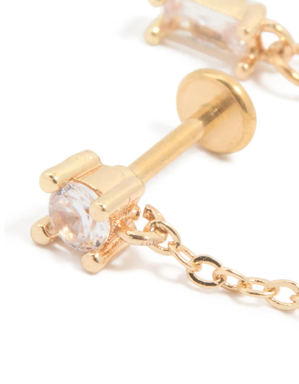 Gold Plated Surgical Steel Chain Cubic Zirconia Stacking Flat Back Stud sold by lovisa product image thumbnail 2