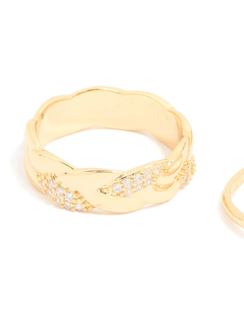 Gold Plated Diamante & Pearl Twisted Rings 4-Pack sold by lovisa product image thumbnail 3