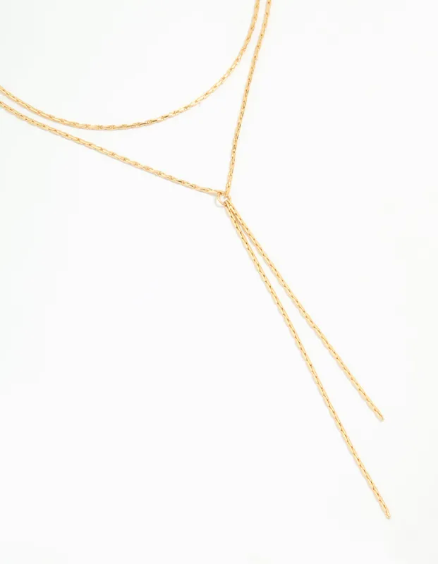 Gold Plated Chain Layered Y- Necklace sold by lovisa