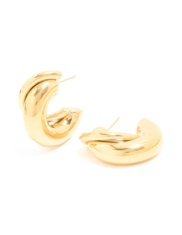 Waterproof Gold Plated Stainless Steel Medium Illusion Hoop Earrings made by lovisa