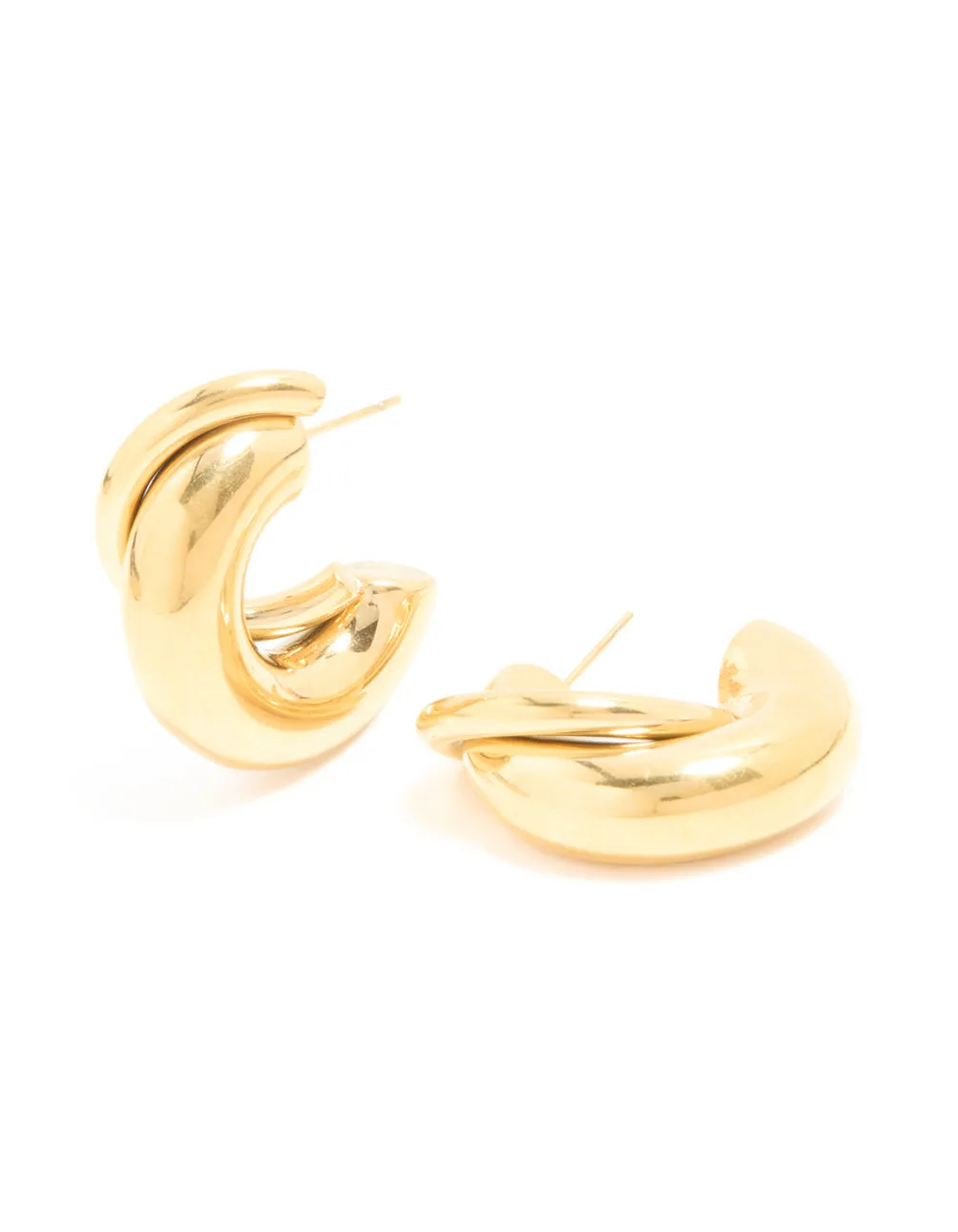 Waterproof Gold Plated Stainless Steel Medium Illusion Hoop Earrings sold by lovisa