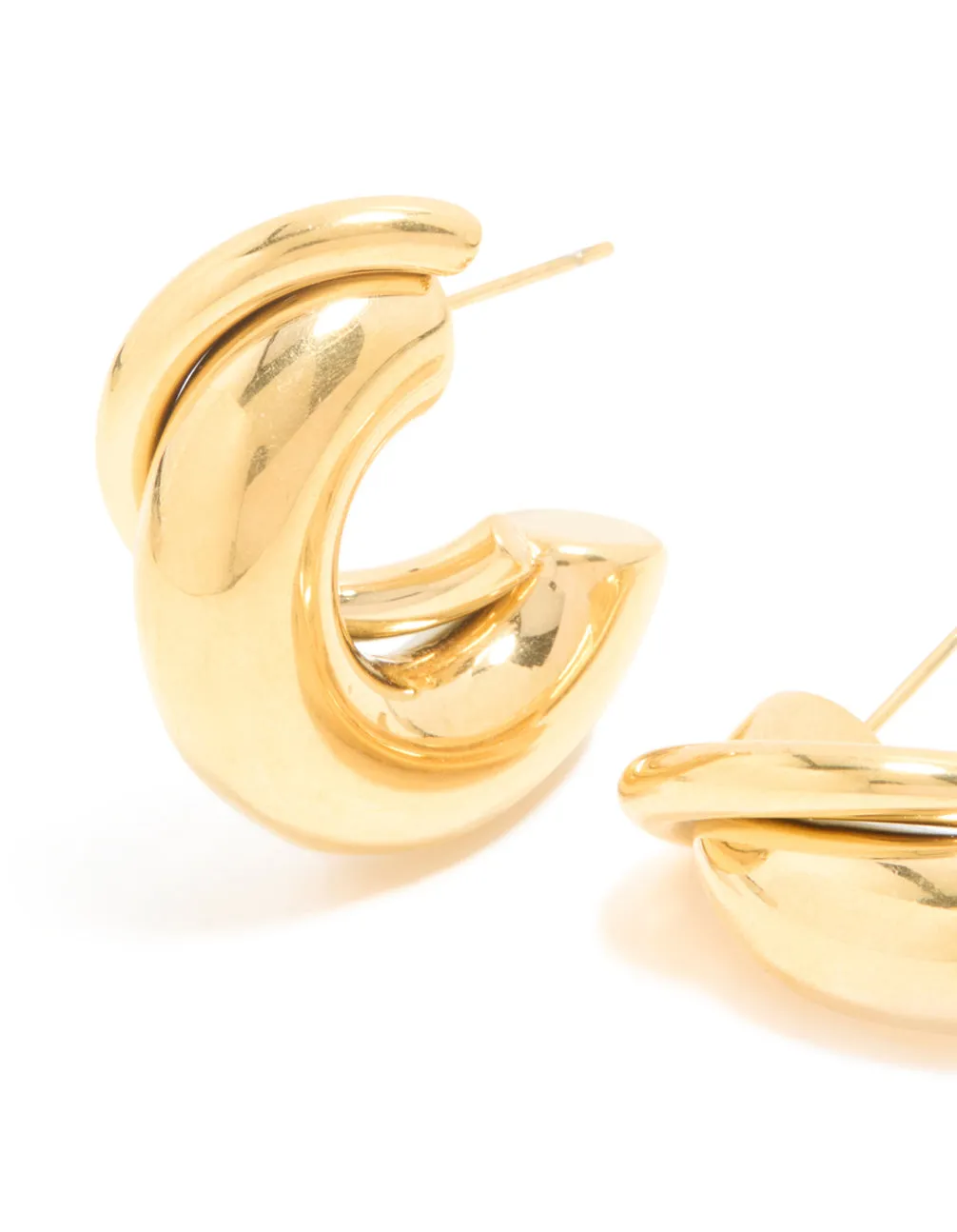 Waterproof Gold Plated Stainless Steel Medium Illusion Hoop Earrings sold by lovisa product image thumbnail 4