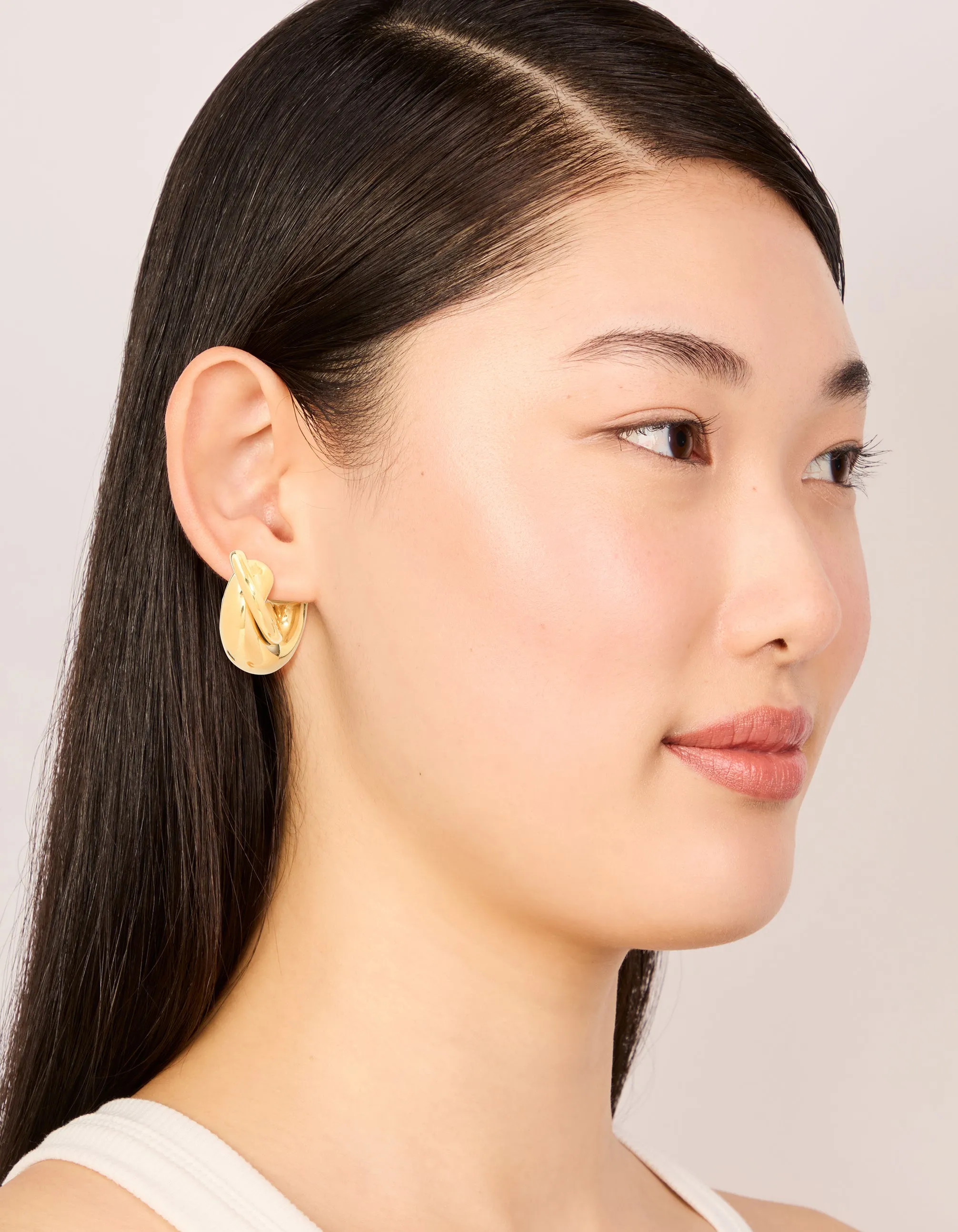 Waterproof Gold Plated Stainless Steel Medium Illusion Hoop Earrings sold by lovisa product image thumbnail 3