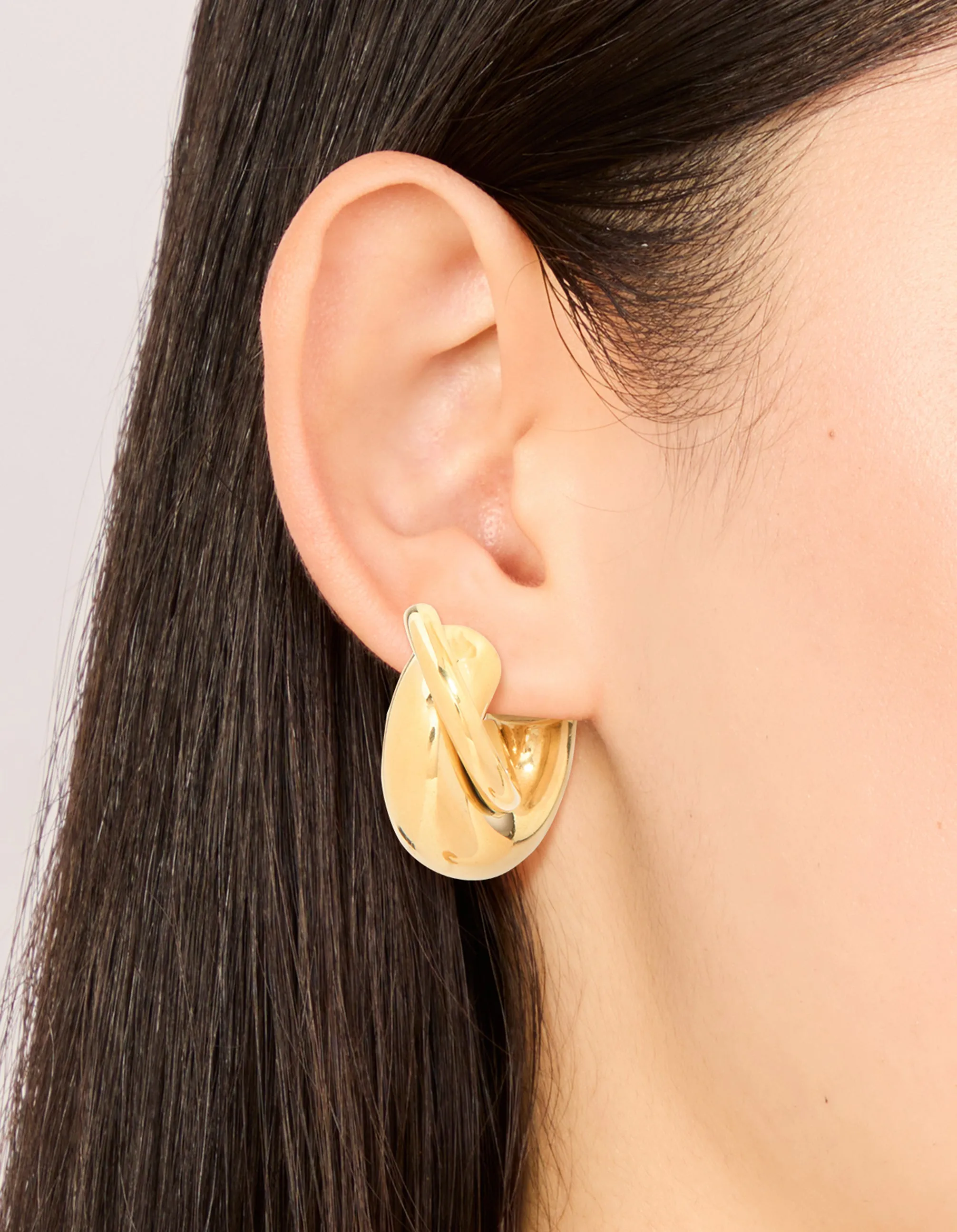 Waterproof Gold Plated Stainless Steel Medium Illusion Hoop Earrings sold by lovisa product image thumbnail 2