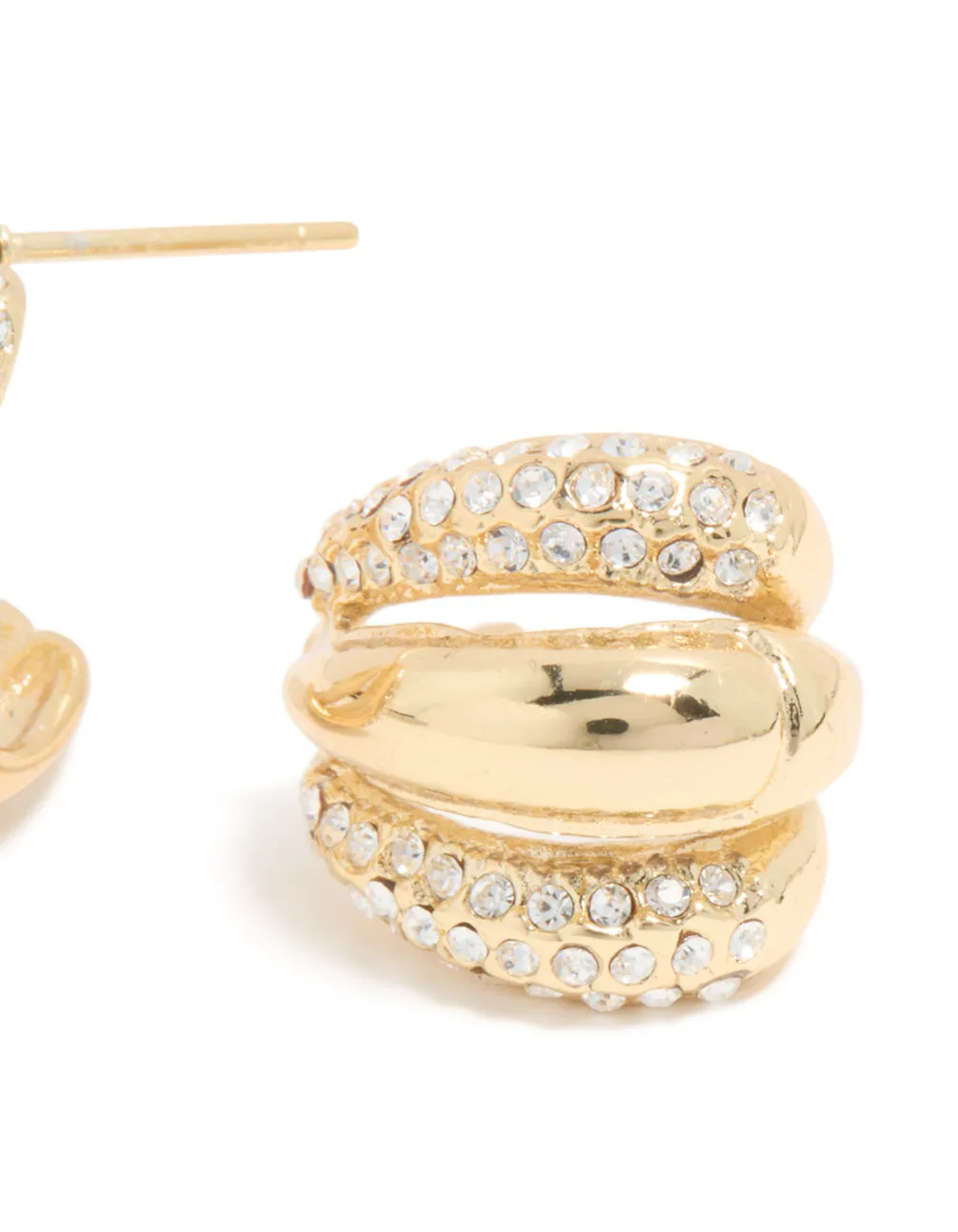 Waterproof Gold Plated Stainless Steel Diamante Trio Illusion Hoop Earrings sold by lovisa product image thumbnail 5