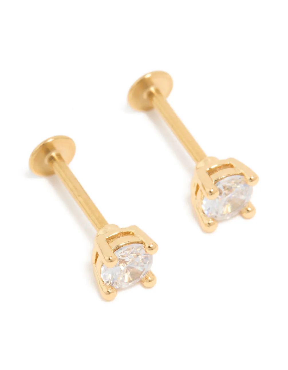 Gold Plated Surgical Steel Cubic Zirconia Flat Back Studs sold by lovisa