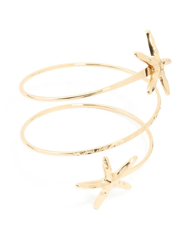 Gold Hammered Sea Star Arm Cuff sold by lovisa