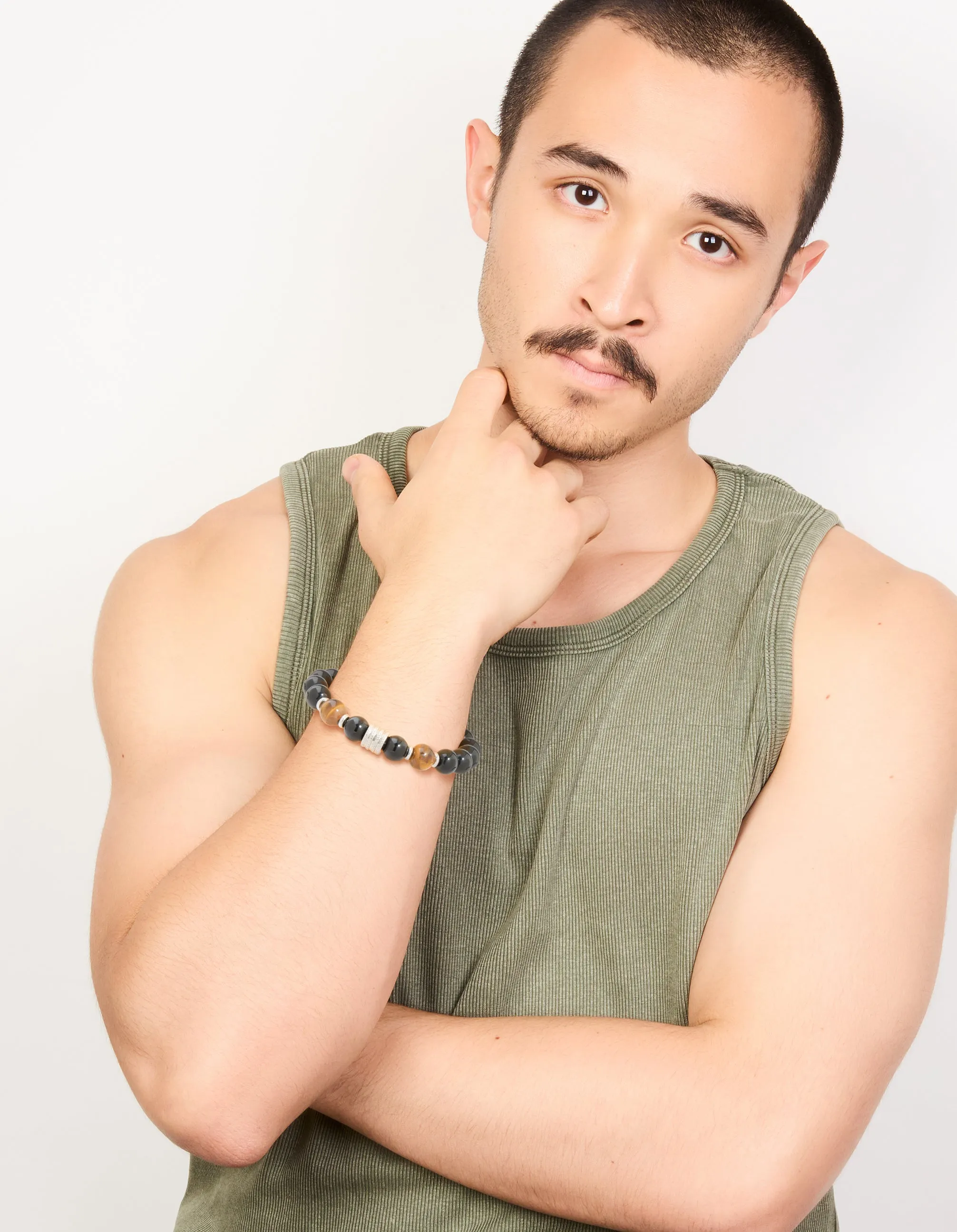 Mens Waterproof Stainless Steel Large Beaded Stretch Bracelet sold by lovisa product image thumbnail 3