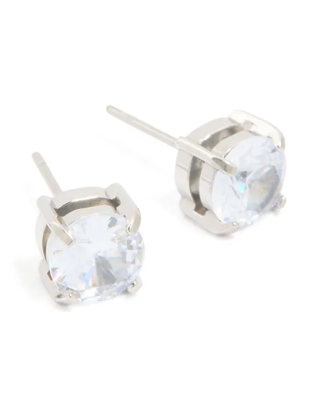 Mens Waterproof Stainless Steel Large Round Cubic Zirconia Stud Earrings sold by lovisa