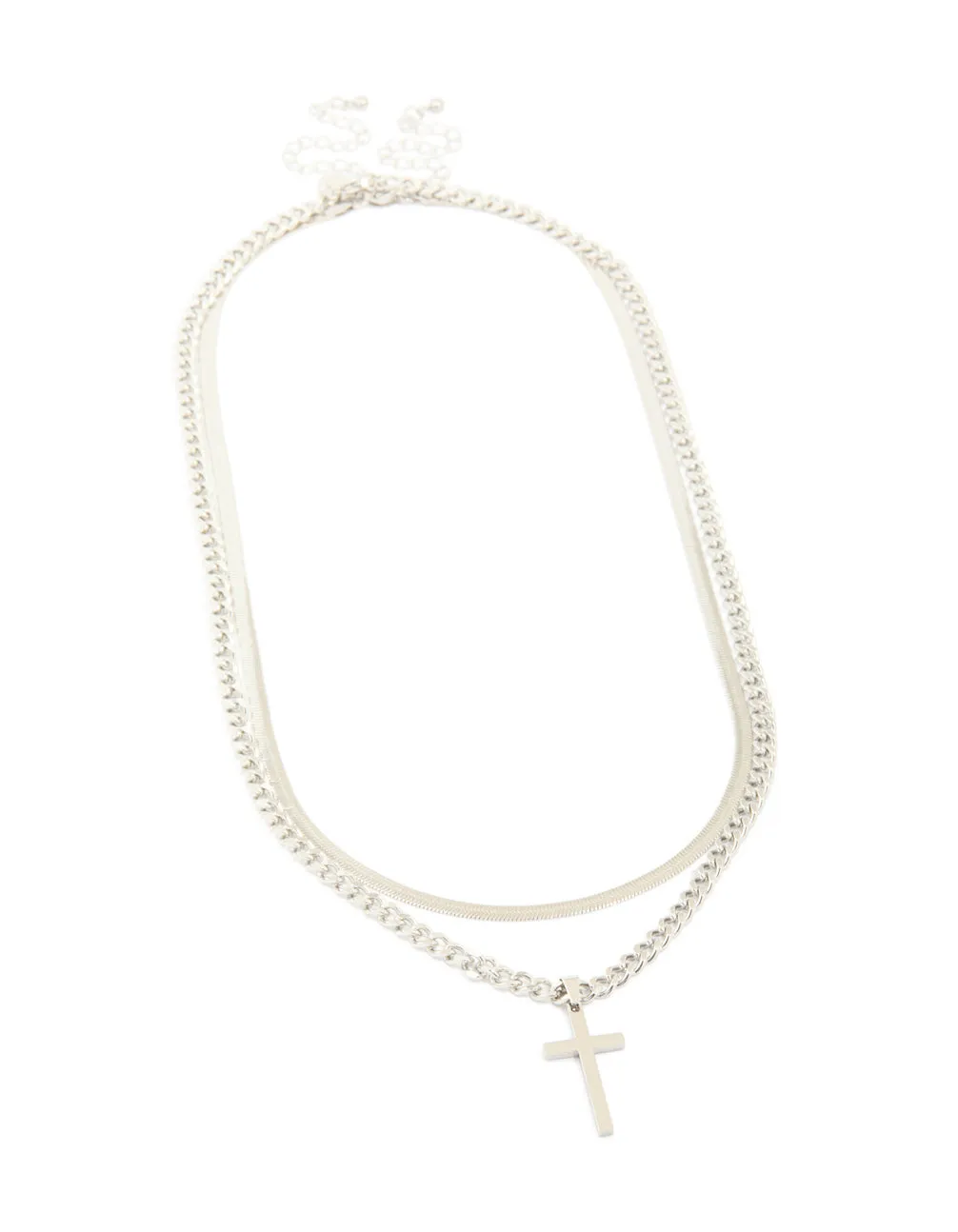 Mens Waterproof Stainless Steel Cross & Snake Chain Layered Necklace sold by lovisa product image thumbnail 2