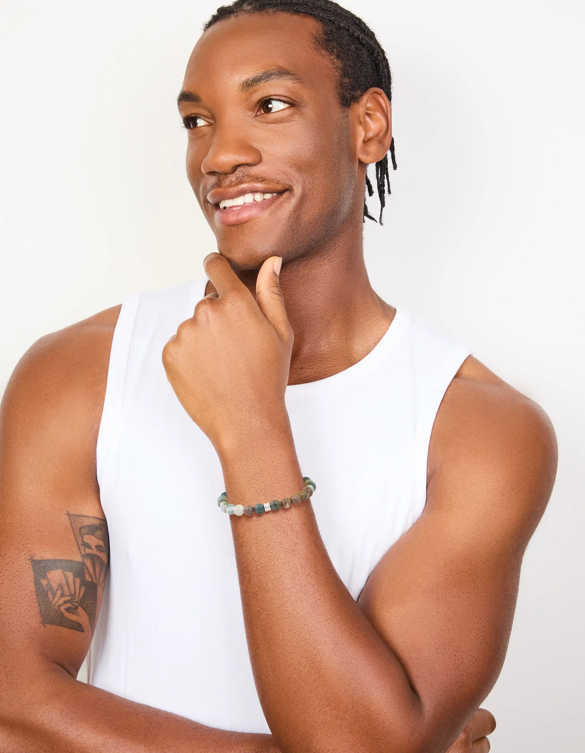 Mens Waterproof Stainless Steel Semi Precious Beaded Bracelet sold by lovisa product image thumbnail 3