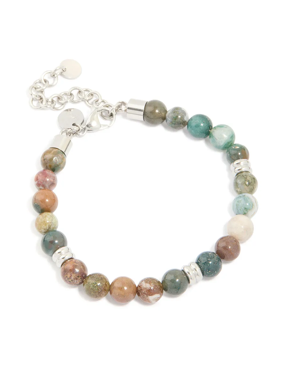 Mens Waterproof Stainless Steel Semi Precious Beaded Bracelet sold by lovisa