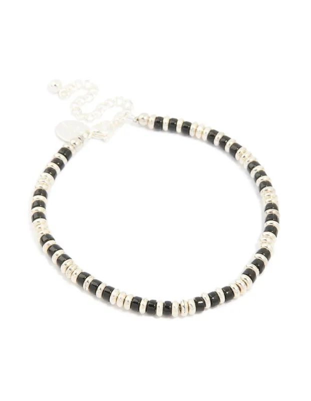 Mens Waterproof Stainless Steel Small Semi Precious Bead Bracelet sold by lovisa