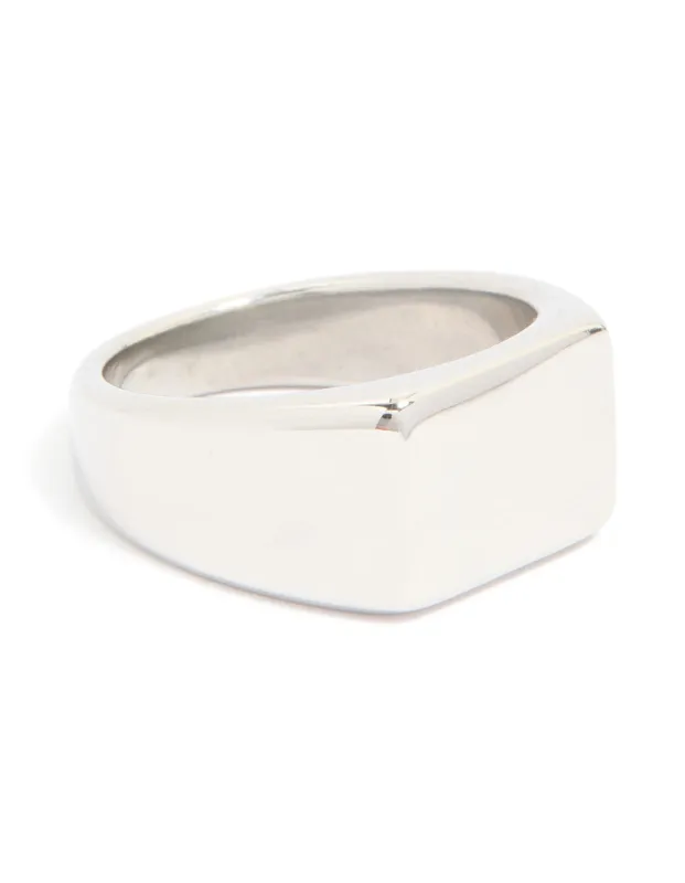 Mens Waterproof Stainless Steel Rectangle Signet Ring sold by lovisa
