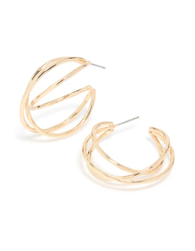Gold Dainty Wrap Hoop Earrings made by lovisa