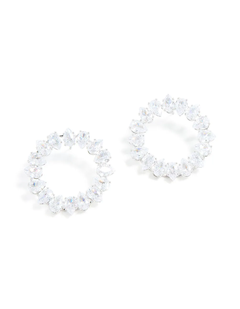 Silver Cubic Zirconia Pear Circle Stud Earrings sold by lovisa